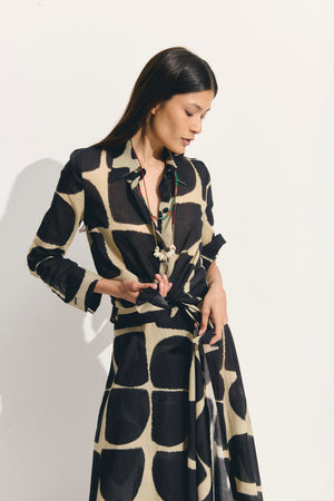 BLUSA LECCIA GEOMETRICO NEGRO
