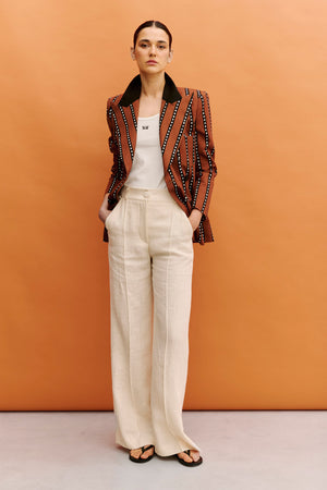 BLAZER LUCCA MARRÓN PESPUNTES NEGROS