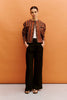 PIENZZA BROWN JACKET BLACK STITCHING