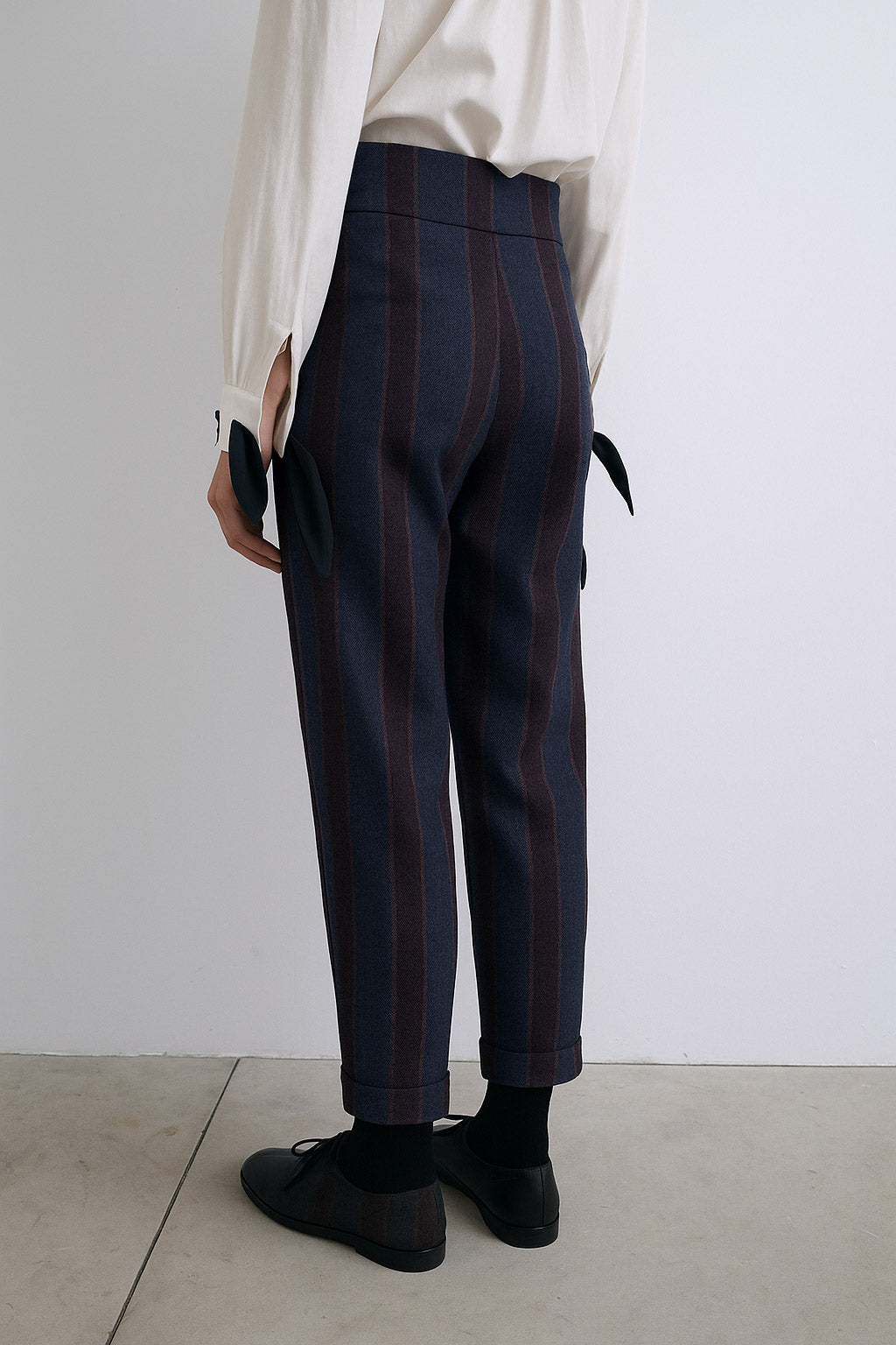 PANTALÓN ARROYO RAYA ANCHA AZUL Y GRANATE