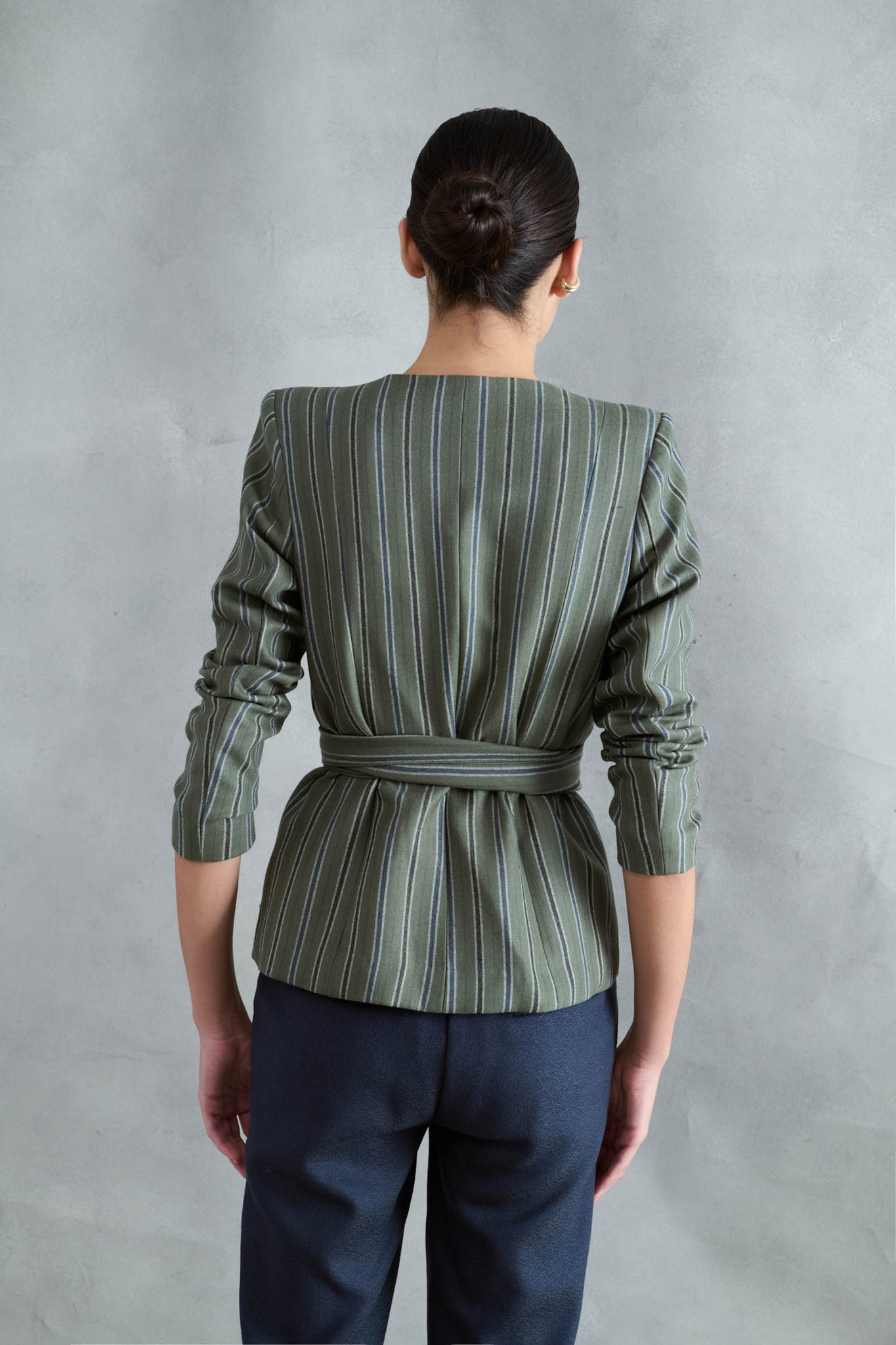 CHAQUETA MANTO RAYAS GRUESAS VERDES Y AZULES