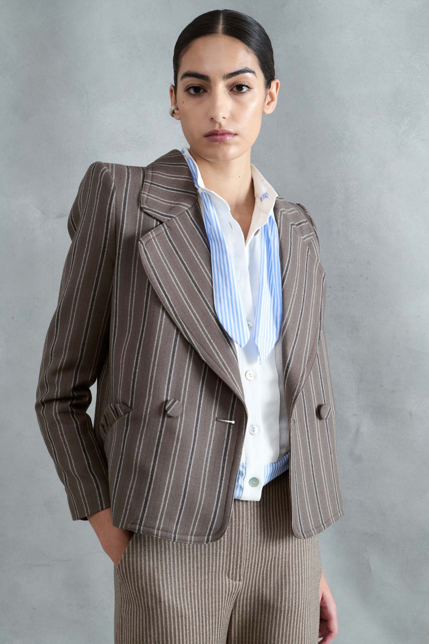 BLUSA LOMA RAYAS AZULES Y BLANCAS