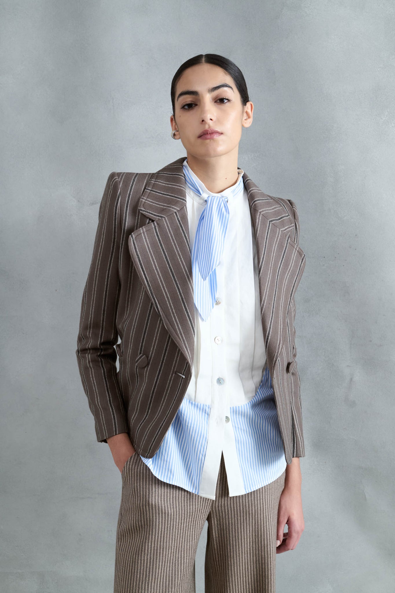 BLUSA LOMA RAYAS AZULES Y BLANCAS