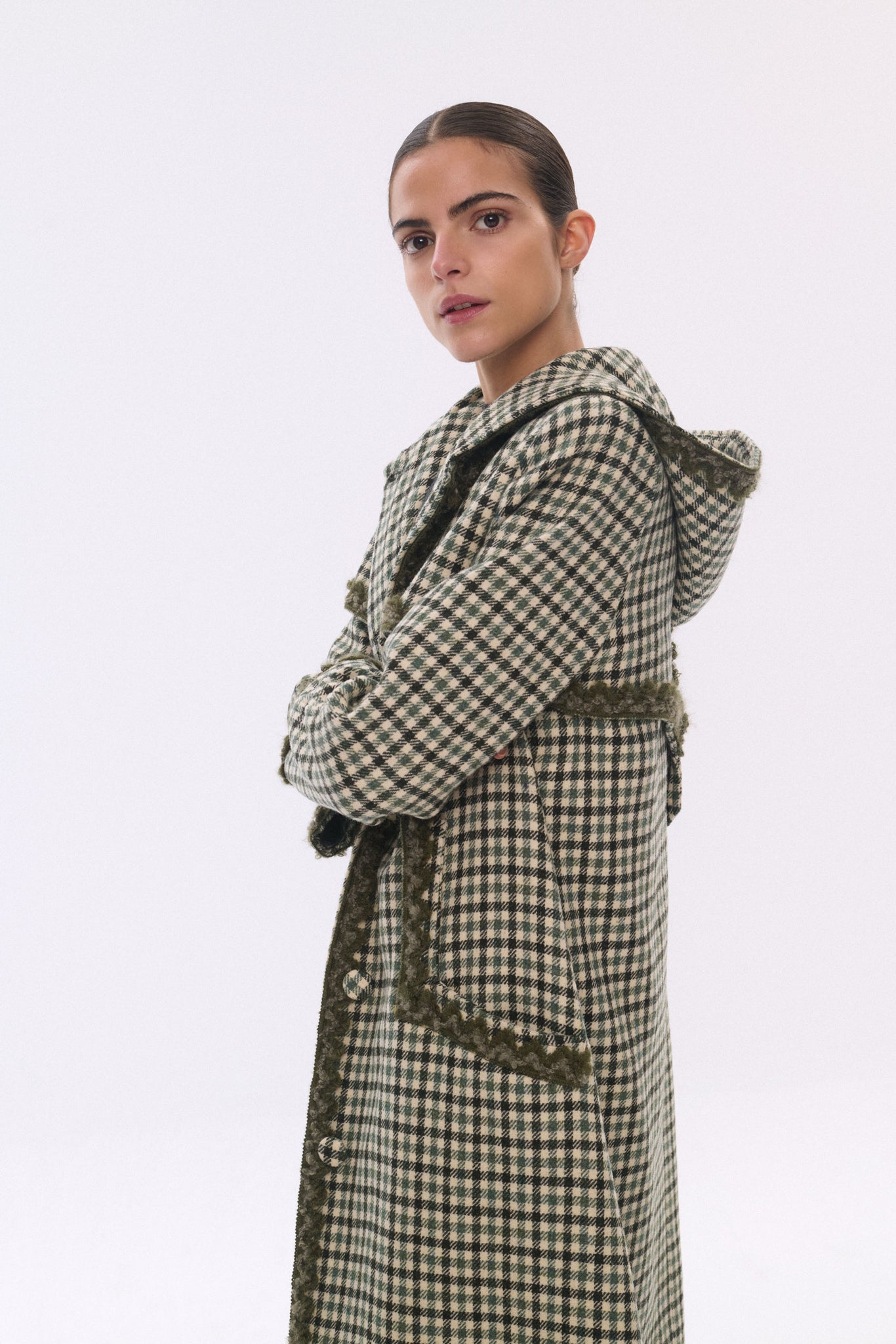 GREEN CHECKS THRUSH COAT