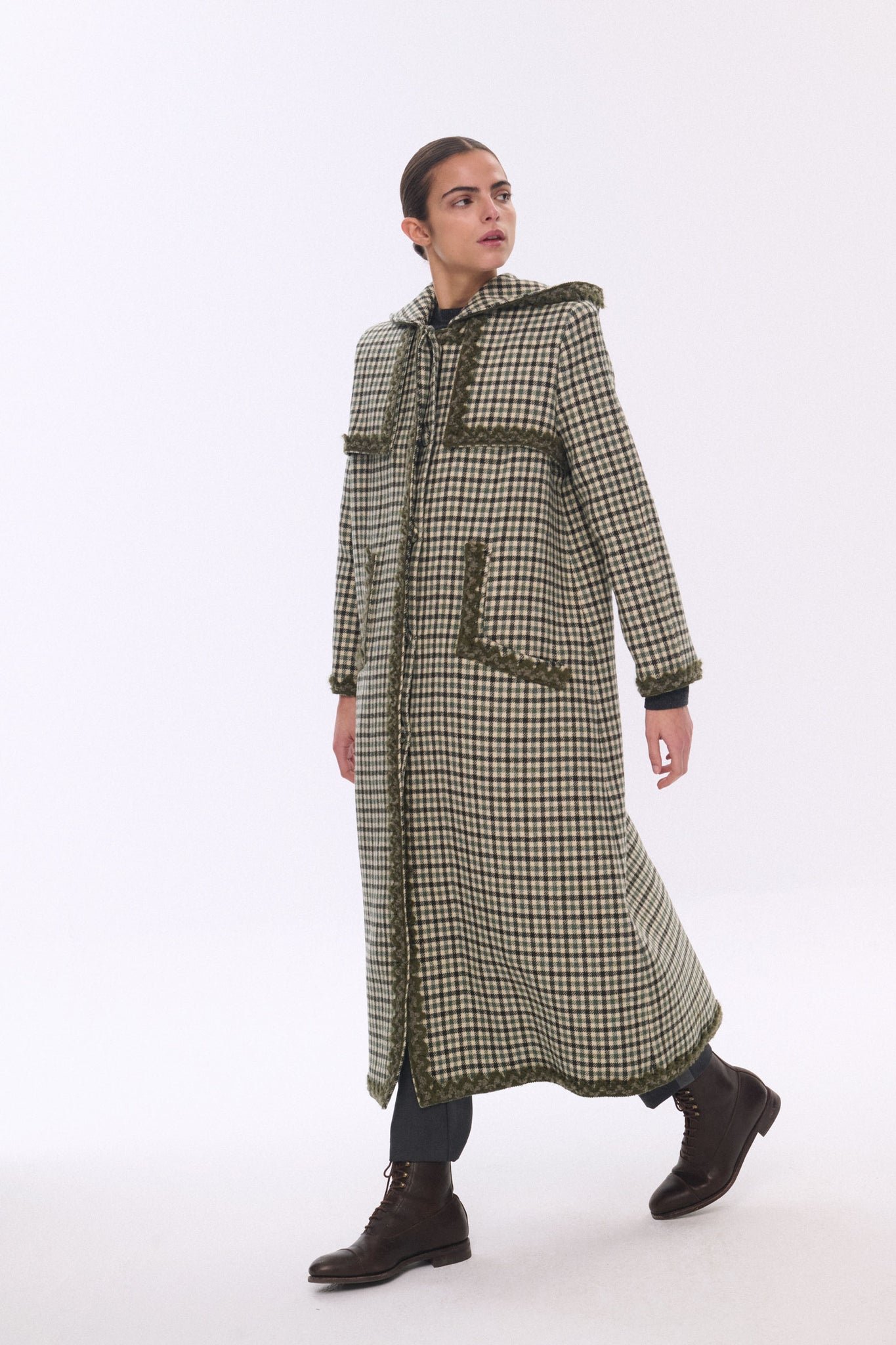 GREEN CHECKS THRUSH COAT