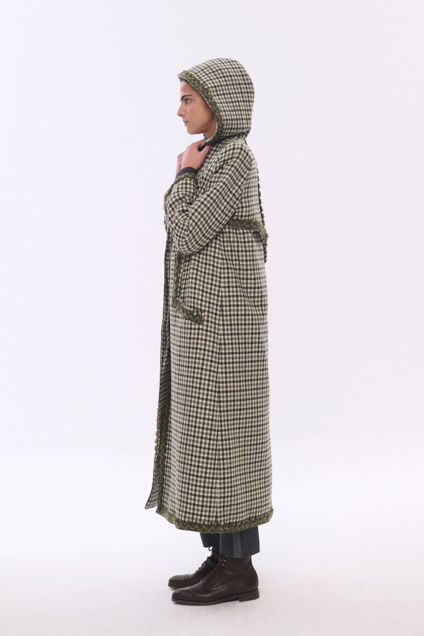 GREEN CHECKS THRUSH COAT