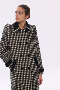 BLACK AND WHITE VICHY GOOSE COAT