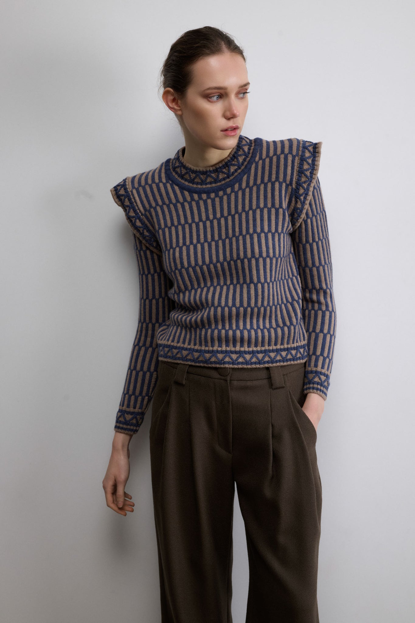 JERSEY LUPO AZUL Y BEIGE