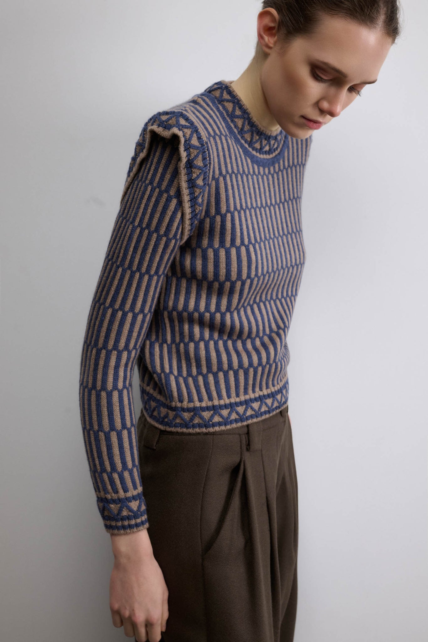 JERSEY LUPO AZUL Y BEIGE