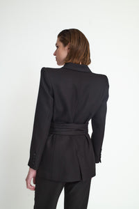 BLACK RUSTIC BLAZER CONTRAST CREPE