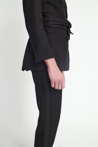 BLACK RUSTIC BLAZER CONTRAST CREPE