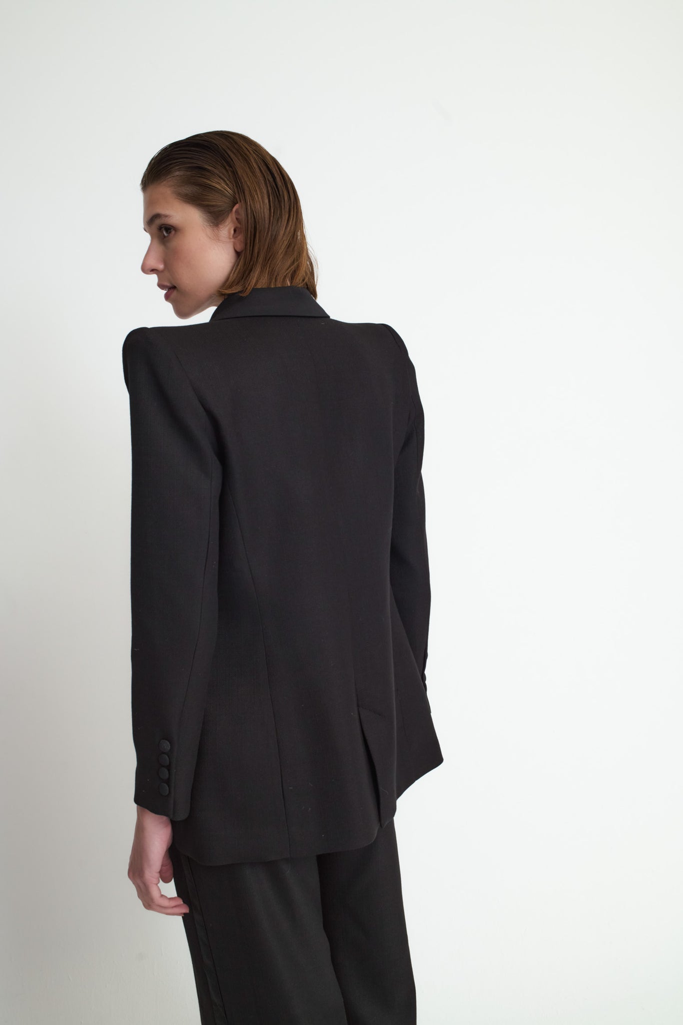 BLACK RUSTIC BLAZER CONTRAST CREPE