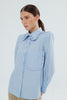 BLUE LONG LAMDA BLOUSE WITH WHITE STRIPES