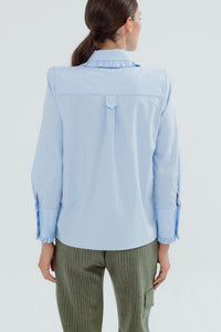 LAMDA LONG TWILL BLOUSE BLUE