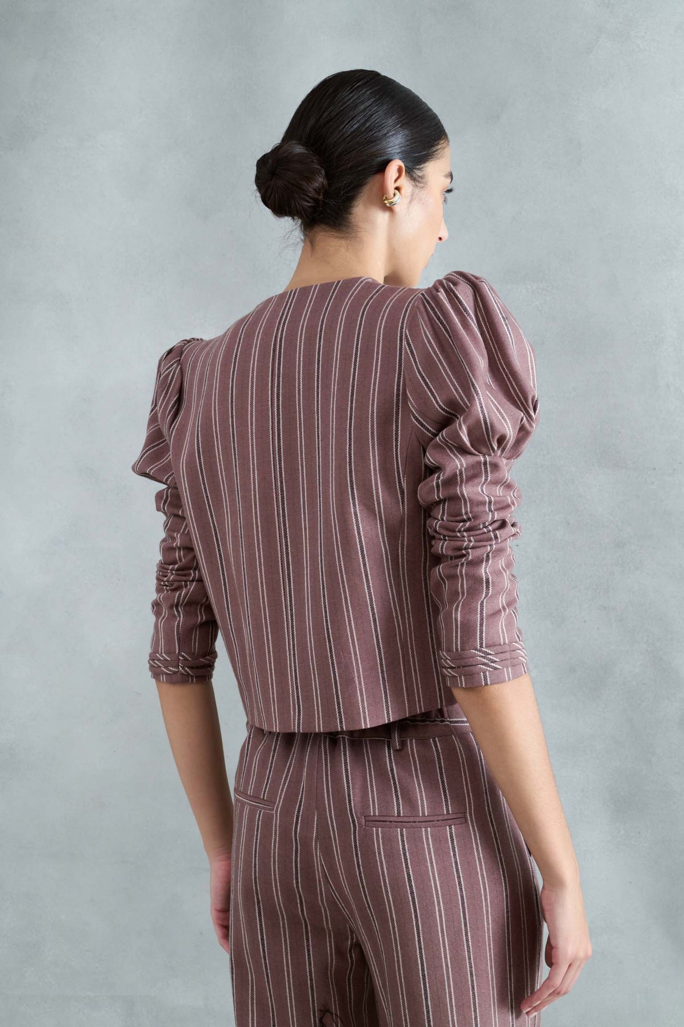 CHAQUETA FUEGO RAYAS GRUESAS ROSA EMPOLVADO