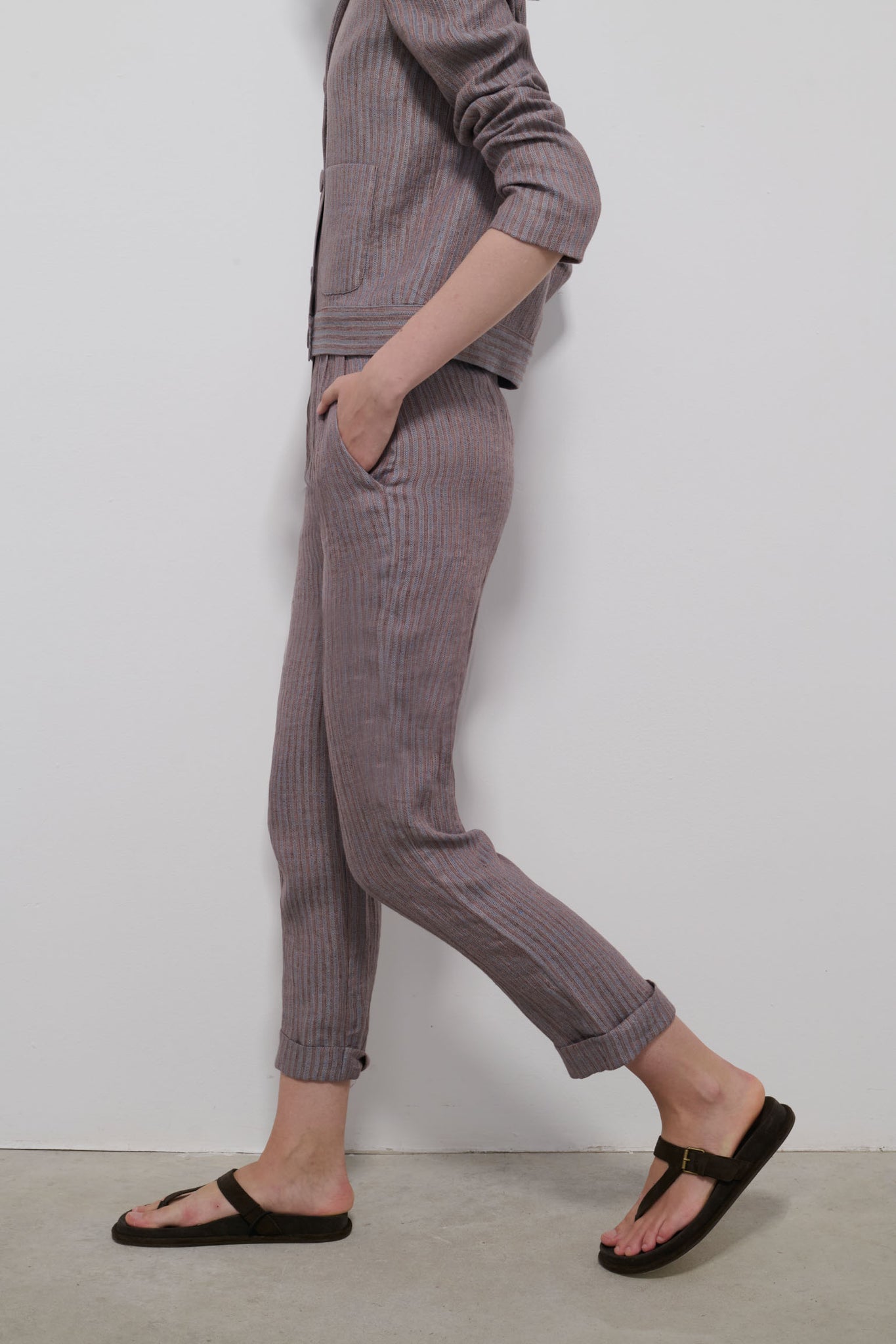 PANTALÓN RAYO RAYAS AZUL Y ROSA EMPOLVADO