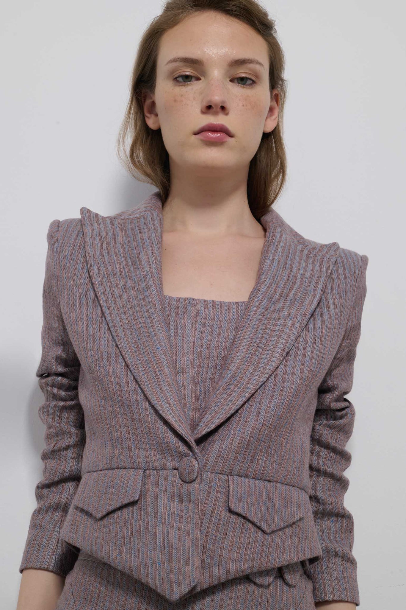 CHAQUETA TORERA RASTRO RAYAS AZUL Y ROSA EMPOLVADO