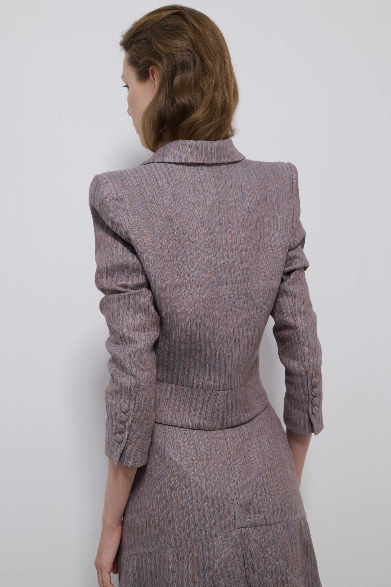 CHAQUETA TORERA RASTRO RAYAS AZUL Y ROSA EMPOLVADO