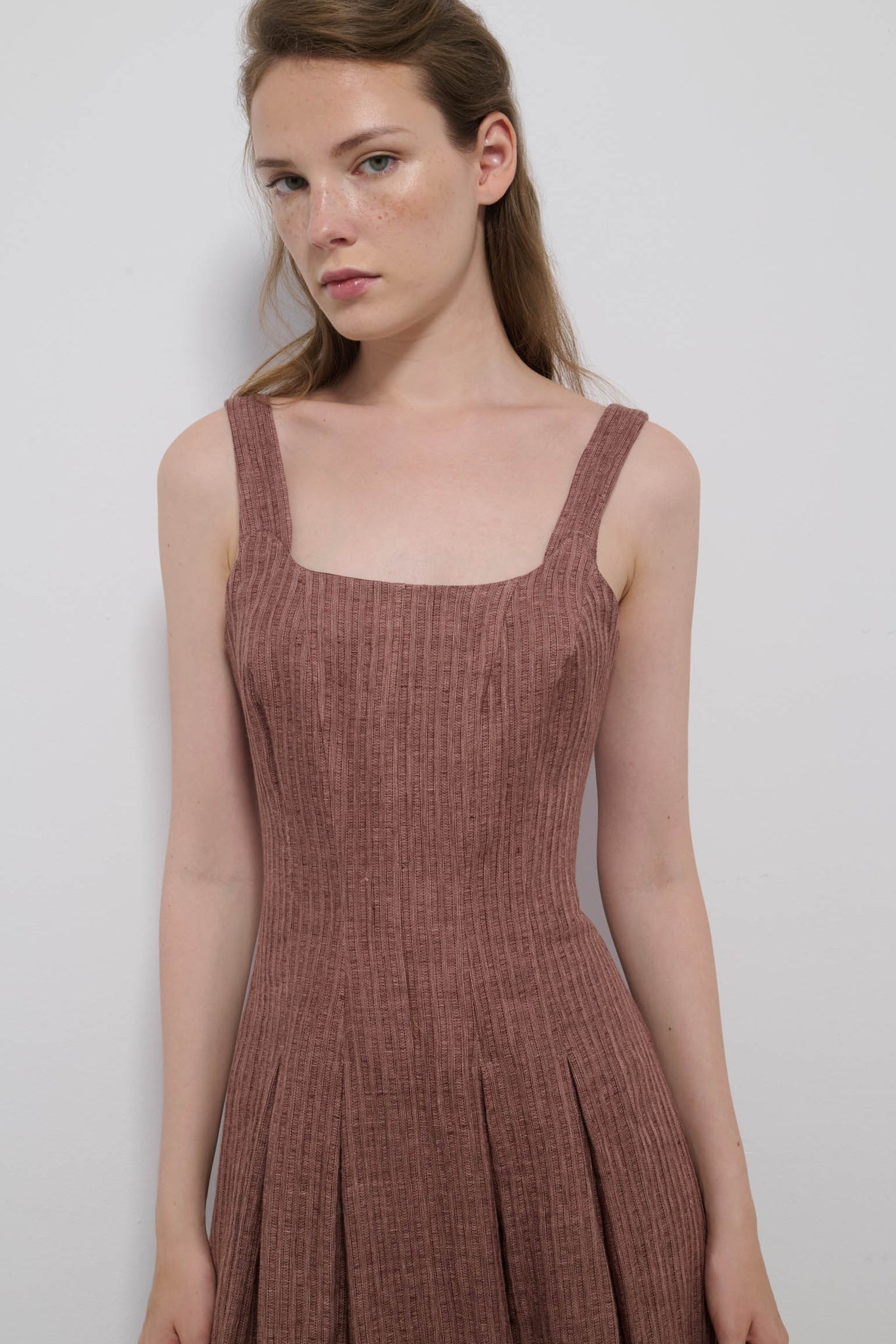 VESTIDO ALA RAYAS ROSA EMPOLVADO