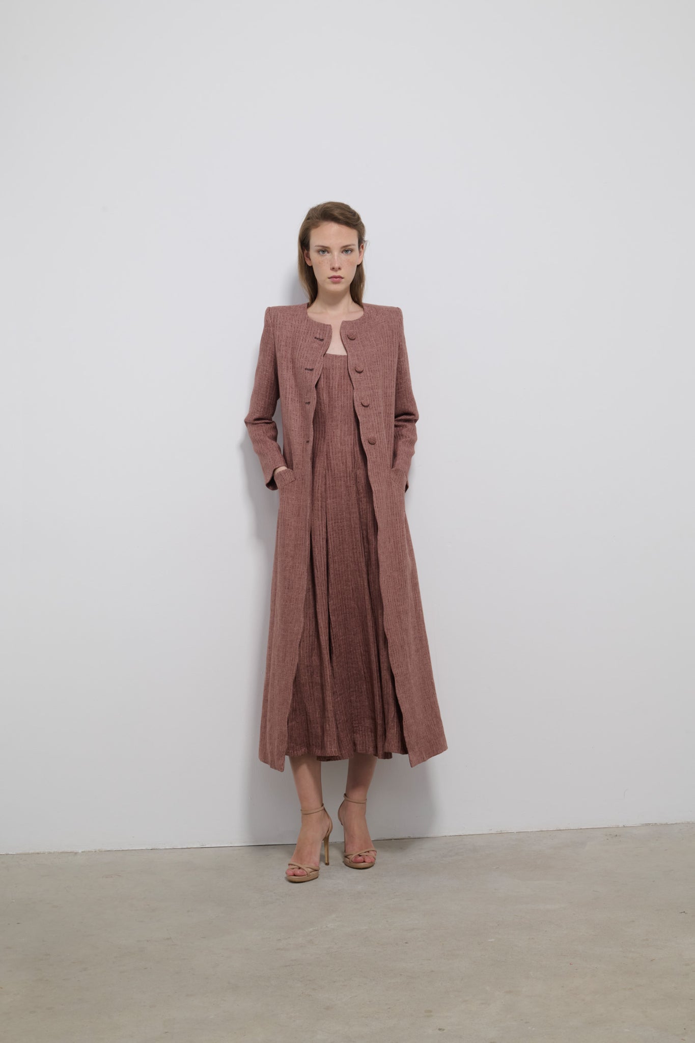 VESTIDO ALA RAYAS ROSA EMPOLVADO