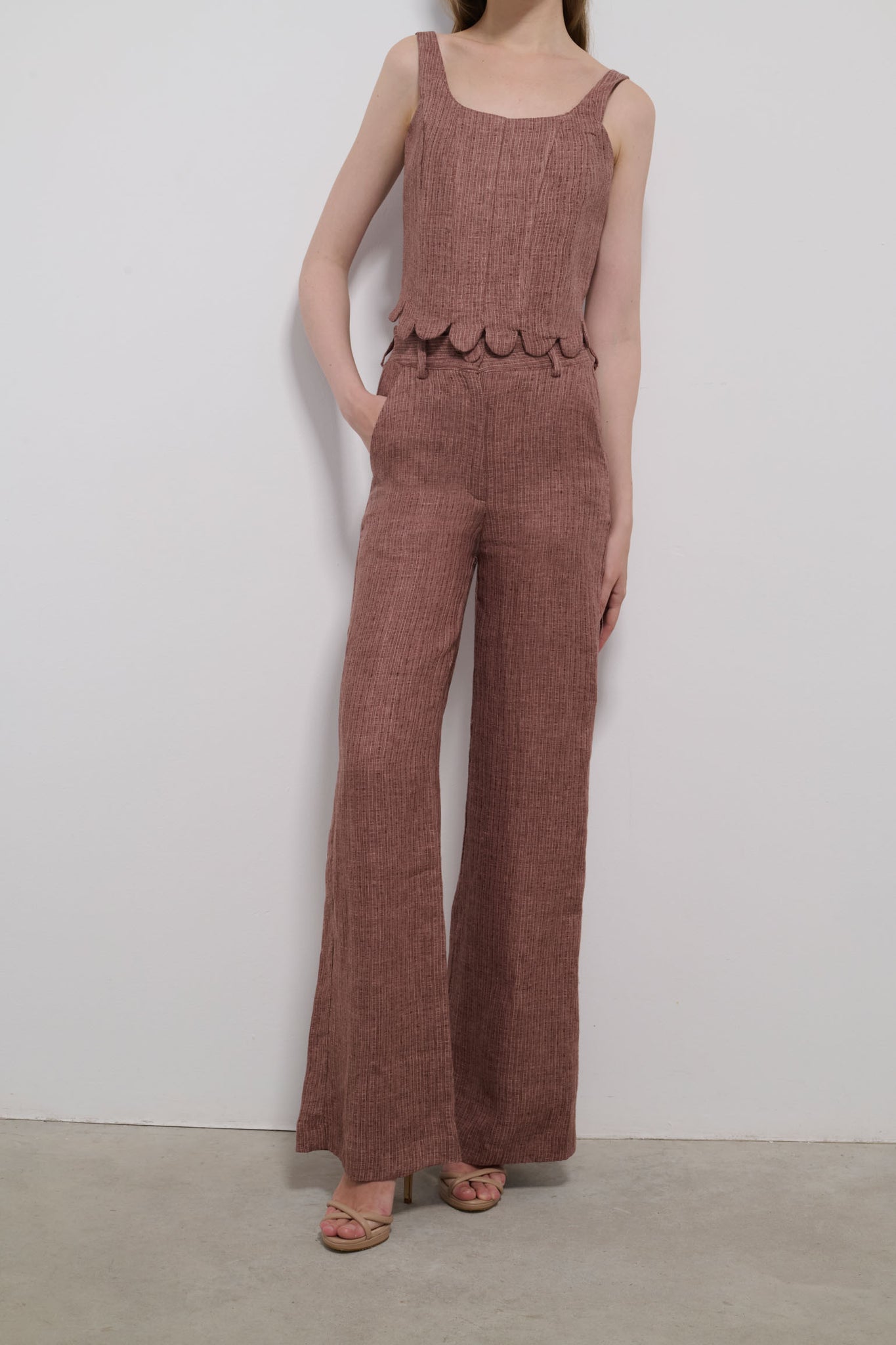 TOP TRAZO RAYAS ROSA EMPOLVADO