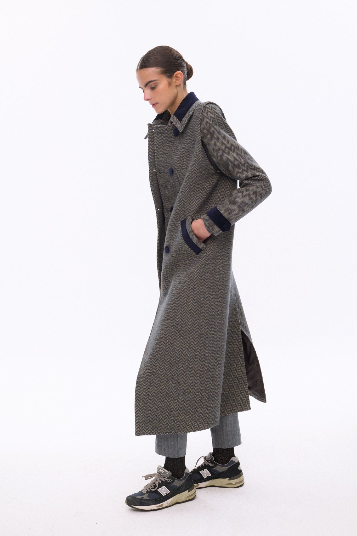 BLUE HERRINGBONE GOOSE COAT