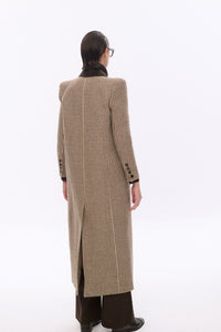 BROWN HOUNDSTOOTH BADGER COAT