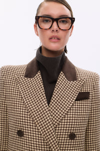 BROWN HOUNDSTOOTH BADGER COAT