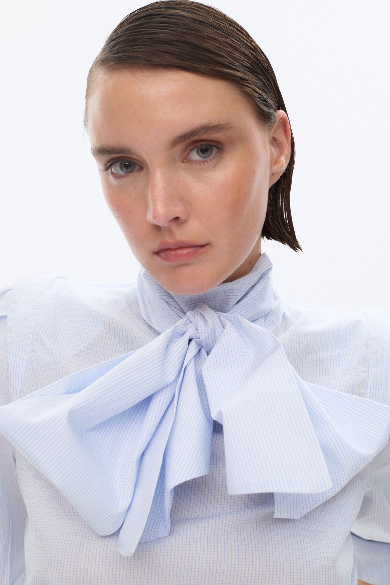 PHI FINE BLUE CHECK BLOUSE