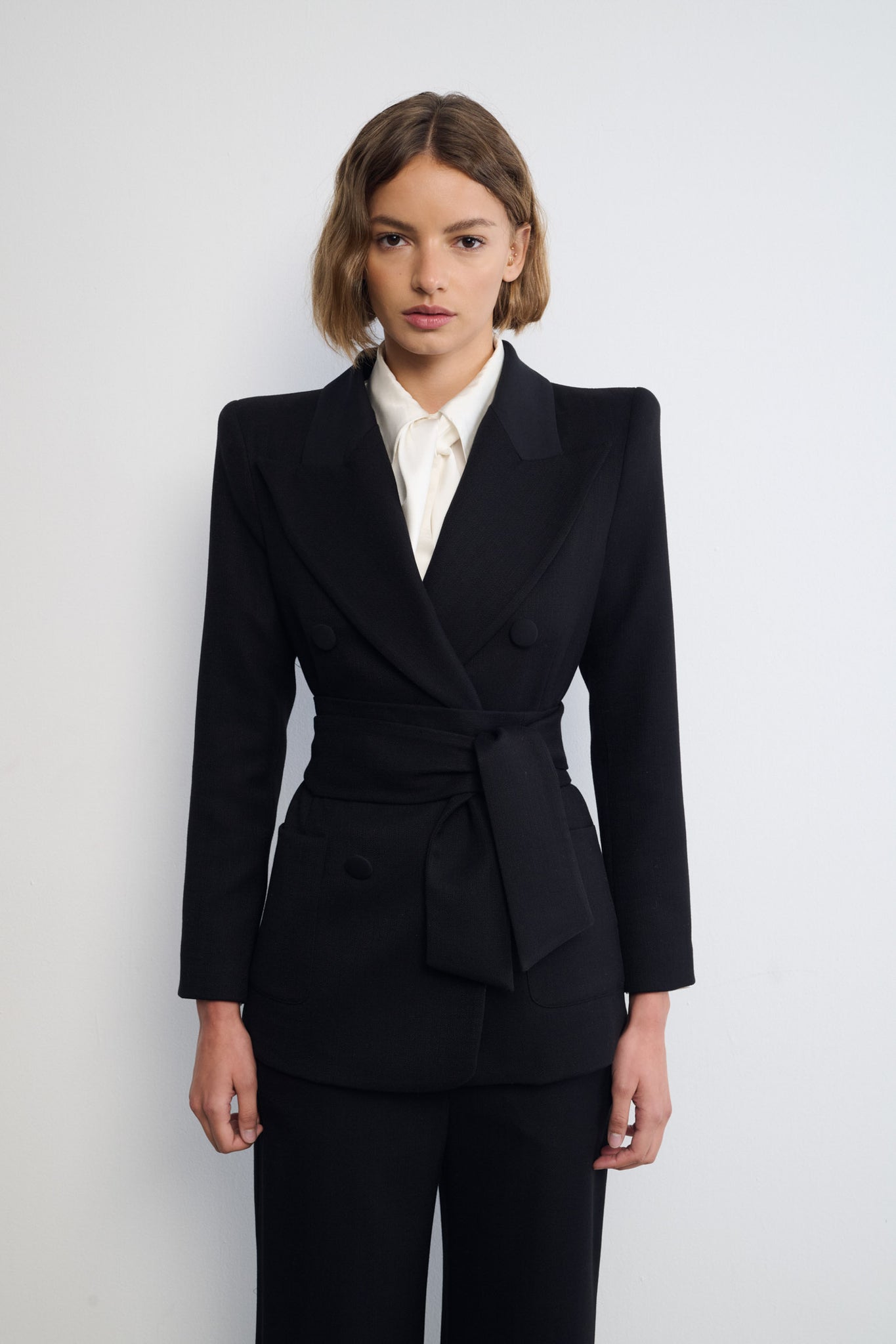BLACK RUSTIC BLAZER CONTRAST CREPE