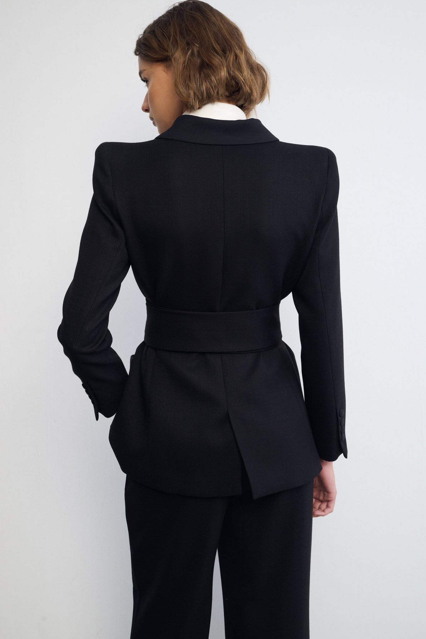 BLACK RUSTIC BLAZER CONTRAST CREPE