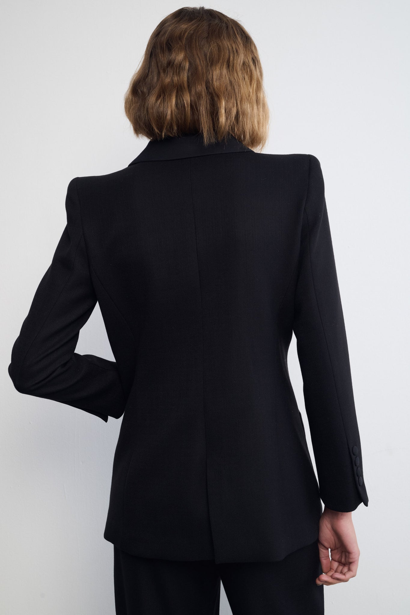BLACK RUSTIC BLAZER CONTRAST CREPE