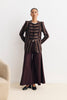 VESTE ADAGIO RAYURES TAUPE ET GRENAT