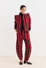 VESTE TYROL RAYURE GRENAT ET ROUGE
