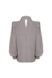 PHI BROWN BLOUSE WHITE STRIPES