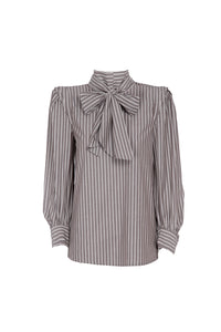 PHI BROWN BLOUSE WHITE STRIPES