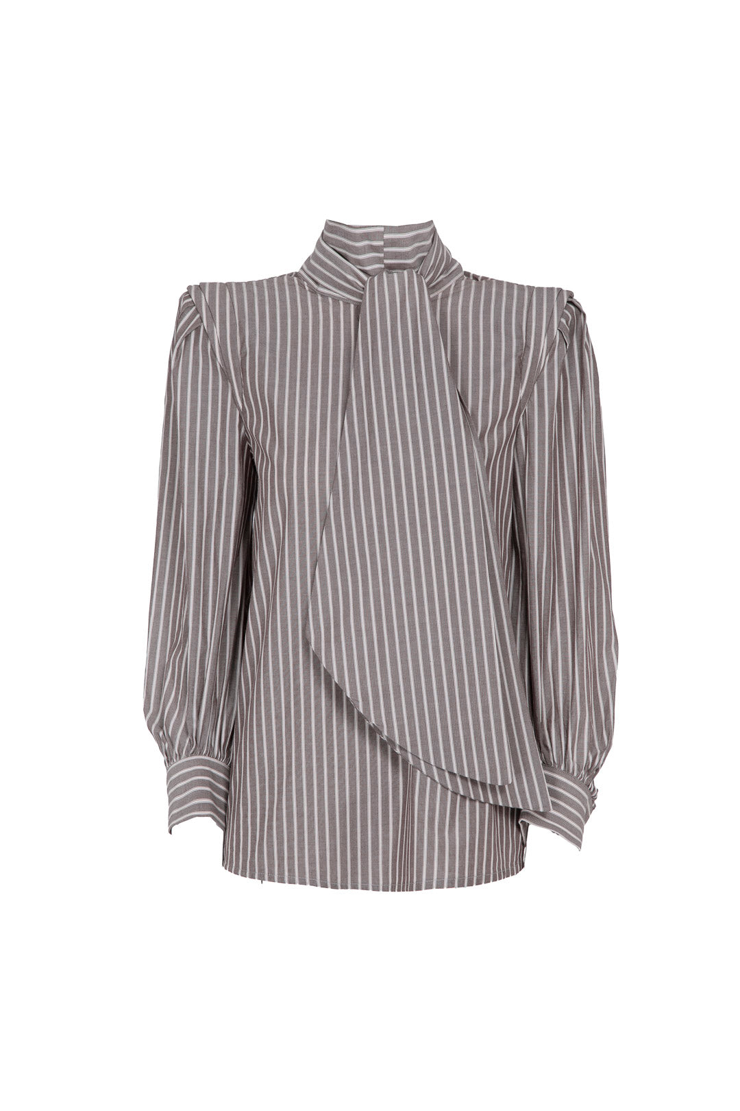 PHI BROWN BLOUSE WHITE STRIPES