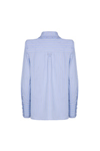 BLUSA LAMDA LARGA AZUL RAYA BLANCA