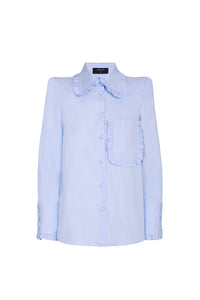 LAMDA LONG TWILL BLOUSE BLUE