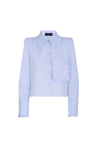 LAMDA SHORT TWILL BLOUSE BLUE