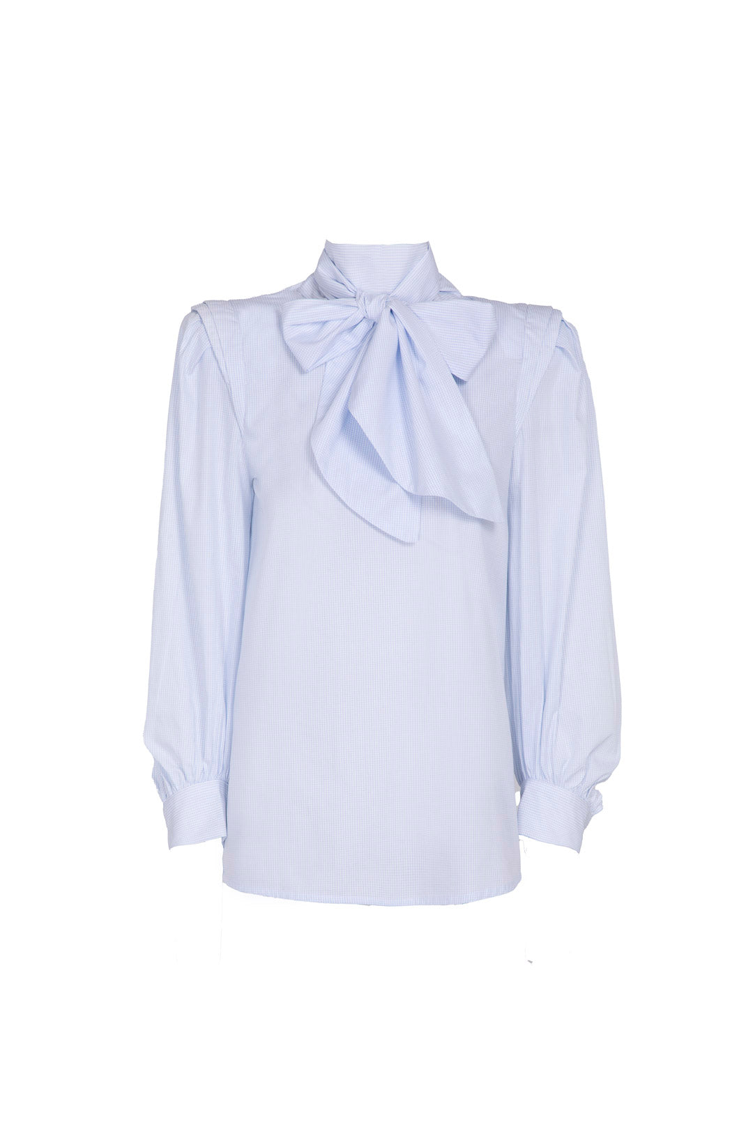 PHI FINE BLUE CHECK BLOUSE