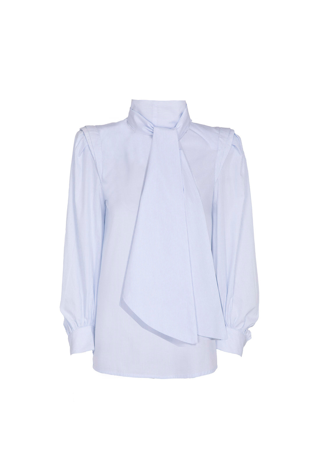 PHI FINE BLUE CHECK BLOUSE