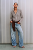BLOUSE FABIO RAYURE MARRON ET ÉCRU